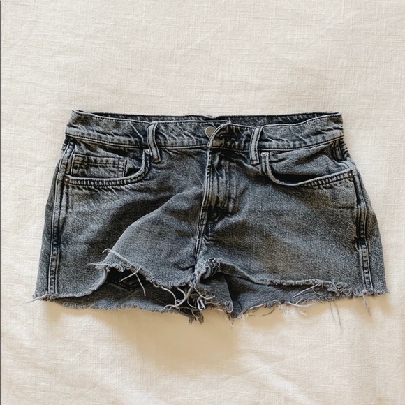 All Saints Black Acid Wash Shorts